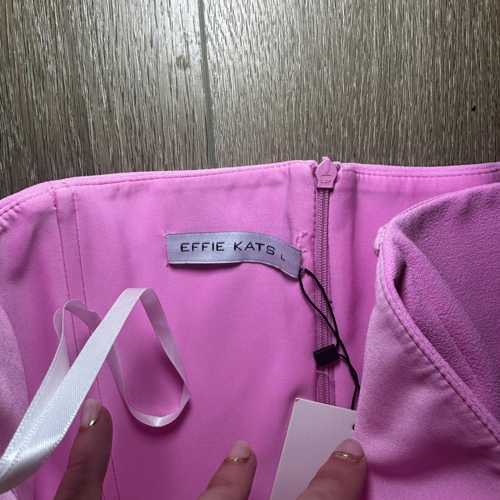 Effie Kats Sierra Pink Strapless Ruched Midi Dress Nwt Large Cocktail Formal — image 7 of 8